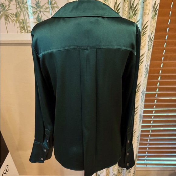 BR Silk Resort Shirt Green Banana Republic Long Sleeve Bliss Button-up Size S - Picture 6 of 7